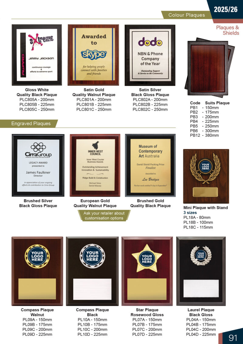 Engraved plaques